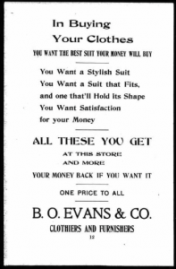 B&O Evans & Co ad